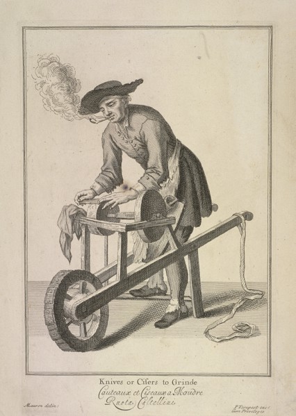 'Knives or Cisers to Grinde', Cries of London, (1688?). Artist: Anon