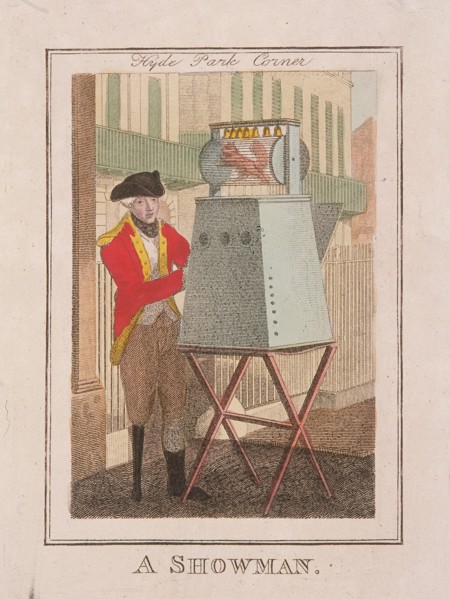 'A Showman', Cries of London, 1804. Artist: Anon