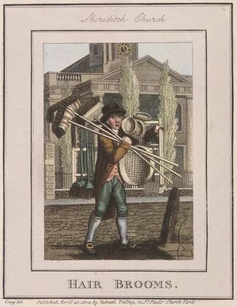 'Hair Brooms', Cries of London, 1804. Artist: Anon