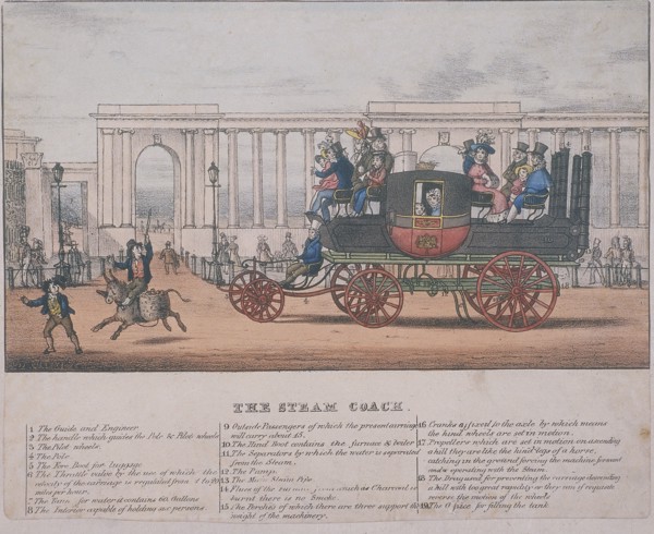 Steam coach at Hyde Park Corner, London, c1830. Artist: Anon