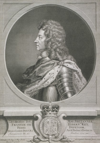 Oval portrait of George I, King of Great Britain, c1700. Artist: J Chereau