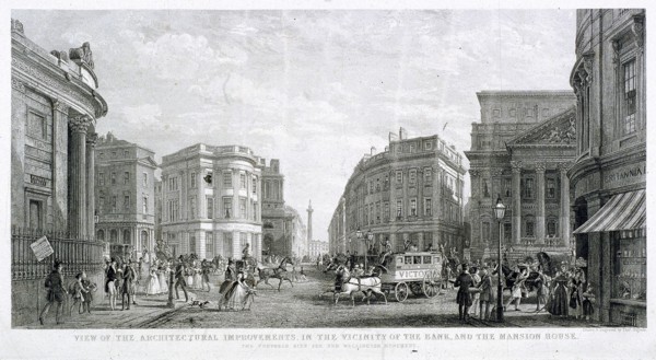 'View of the Architectural Improvements in the Vicinity of the Bank, and the Mansion House', c1837. Artist: Thomas Higham