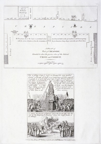 The destruction of the Cheapside Cross, London, 1809. Artist: Anon