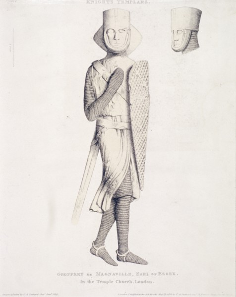 View of the effigy of Geoffrey de Mandeville, Earl of Essex, from Temple Church, London, 1840. Artist: Charles Alfred Stothard