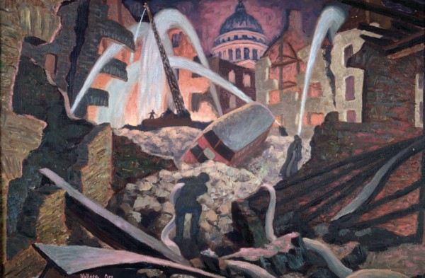 'Bombed ruins near St Paul's', London. Artist: James Robert Wallace Orr