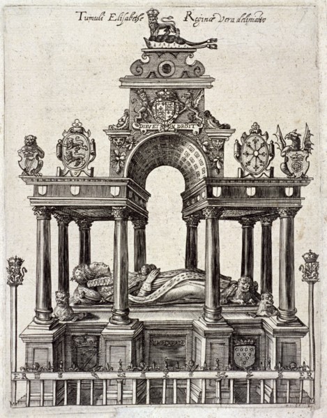 Queen Elizabeth I's tomb in the Henry VII Chapel, Westminster Abbey, London, c1680. Artist: Anon
