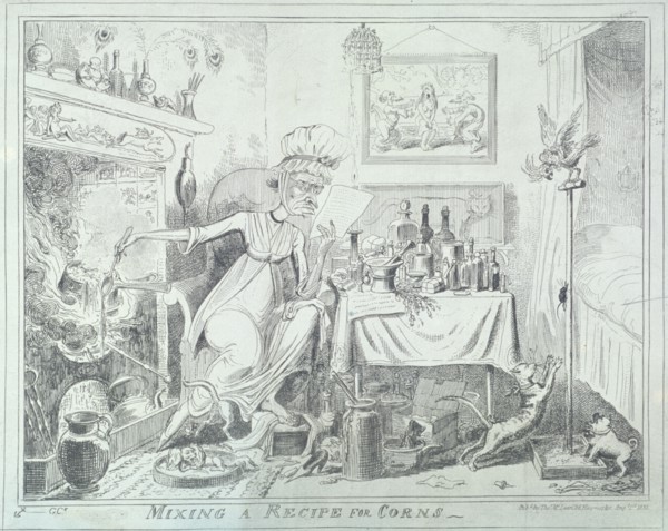 Mixing a recipe for corns', 1835. Artist: George Cruikshank