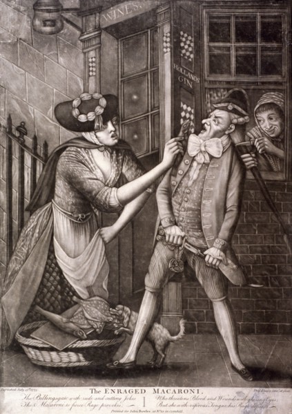 'The enraged macaroni, 1773. Artist: Philip Dawe