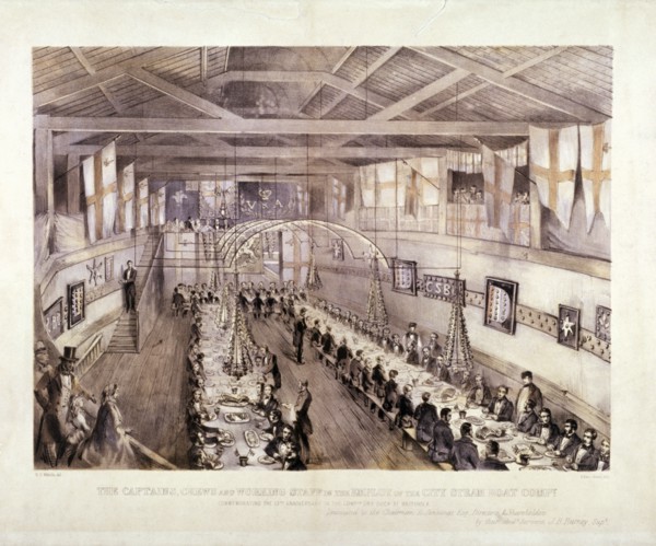 Celebration of the 13th anniversary of the City Steam Boat Company, Battersea, London, c1859. Artist: Edwin Jewitt