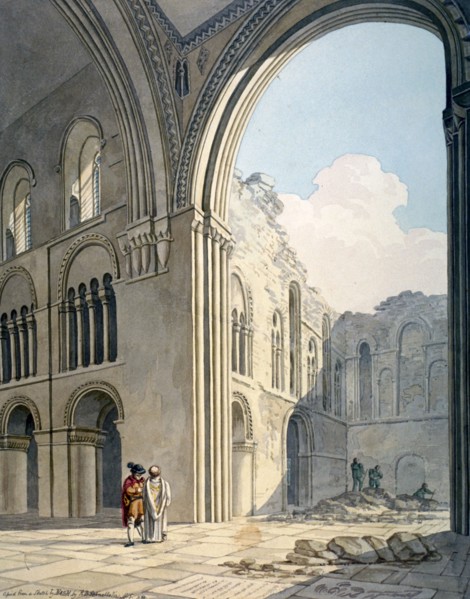 Choir of the Church of St Bartholomew-the-Great during repairs, Smithfield, City of London, 1815. Artist: Frederick Nash
