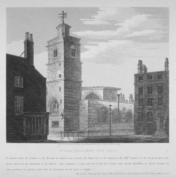 Church of St Bartholomew-the-Less, City of London, 1814. Artist: S Jenkins