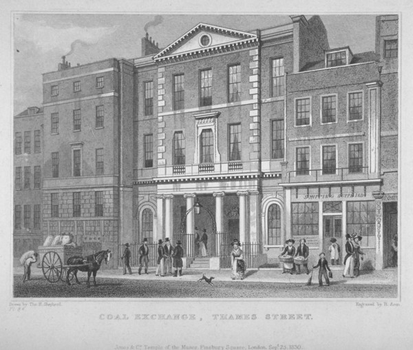 View of the Coal Exchange in Thames Street, City of London, 1830. Artist: R Acon