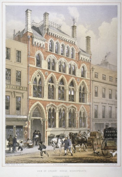 Crosby Hall at no 95 Bishopsgate, City of London, 1860. Artist: Vincent Brooks