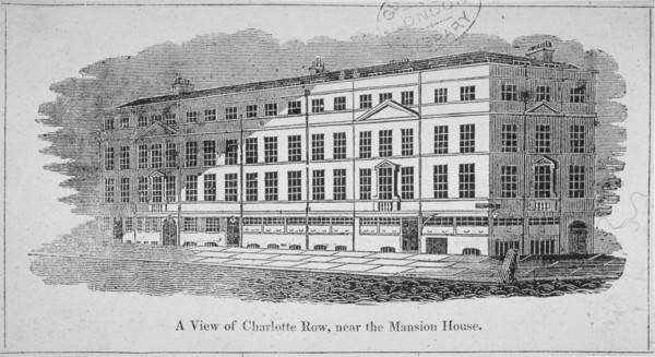 'A View of Charlotte Row, near the Mansion House', City of London, 1820. Artist: Anon