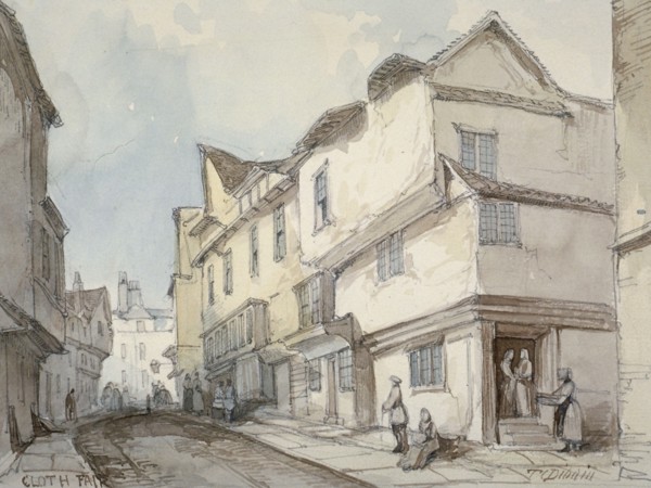 Cloth Fair, Smithfield, City of London, 1850. Artist: Thomas Colman Dibdin
