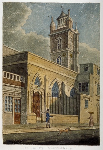 Church of St Giles without Cripplegate, City of London, 1830. Artist: Anon