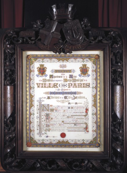 Illuminated vote of thanks from the Mayor of Paris to the Lord Mayor of London, 13 August 1852. Artist: JP Leon la Rue