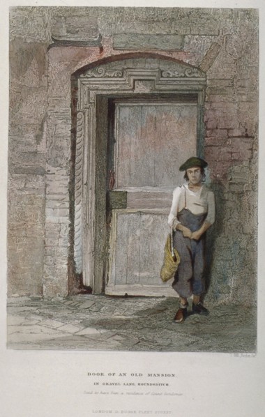 Door of an old mansion in Gravel Lane, City of London, 1851. Artist: John Wykeham Archer