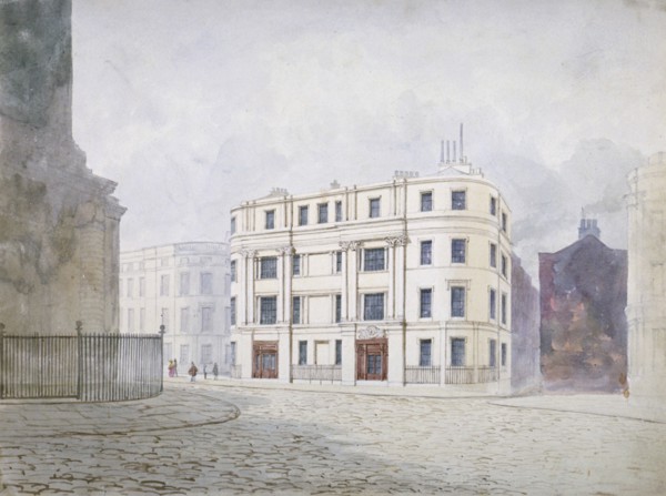 View to the south at the west end of King William Street, City of London, 1850. Artist: Frederick Napoleon Shepherd