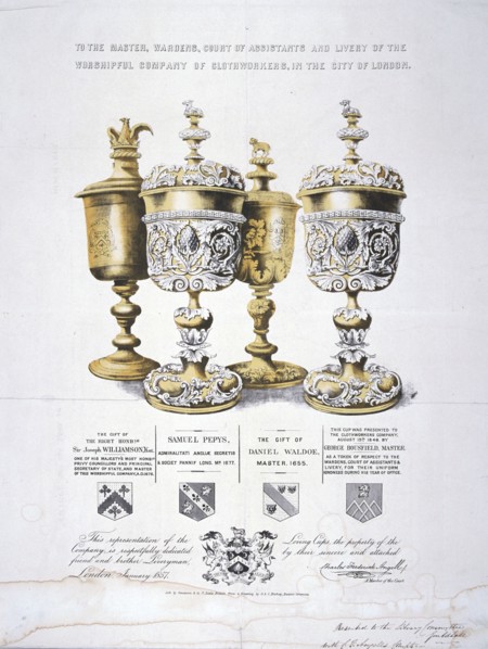 Four ornate cups belonging to the Clothworkers' Company, 1857. Artist: Sanderson & Co