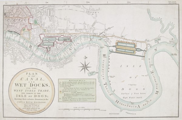 Proposed canals and docks, London, 1800. Artist: Anon