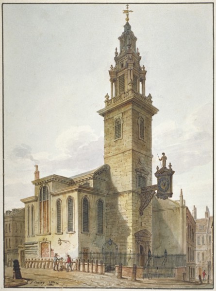 View of the Church of St James Garlickhythe, City of London, 1811. Artist: John Coney