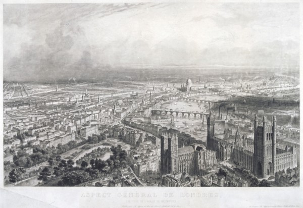 Aerial view of London, 1850. Artist: A Appert