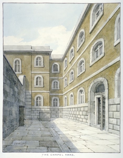 The chapel yard in Newgate Prison, Old Bailey, Newgate Prison, Old Bailey, City of London, 1840. Artist: Frederick Nash