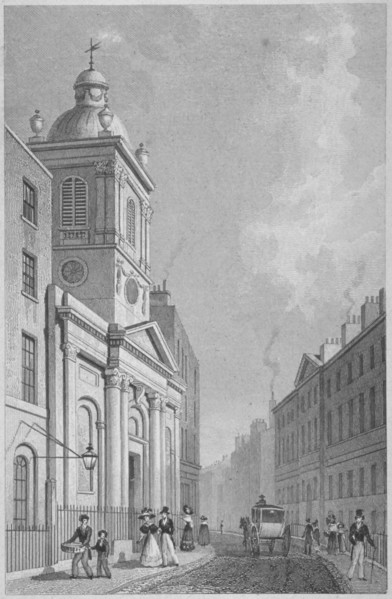 View of the Church of St Peter-le-Poer and Old Broad Street, City of London, 1830. Artist: Thomas Barber