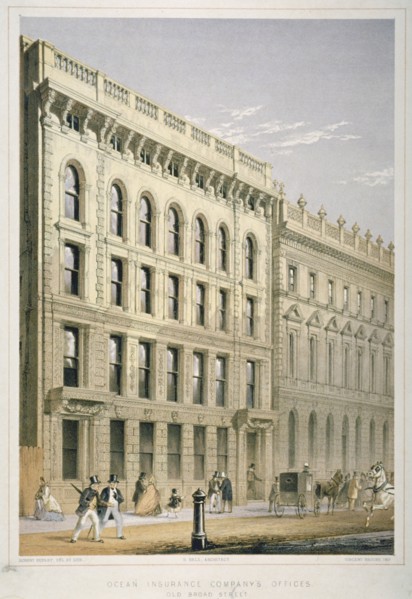View of the Ocean Insurance Company's Offices, Old Broad Street, City of London, 1864. Artist: Robert Dudley