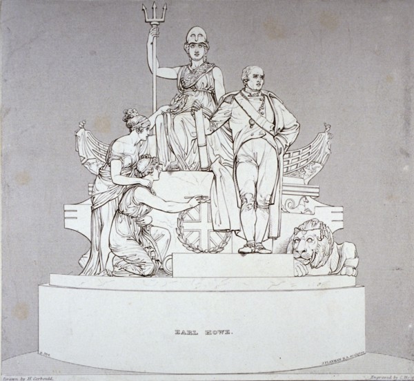 Monument to Earl Howe, sculpted by J Flaxman, St Paul's Cathedral, City of London, 1818. Artist: Charles Heath