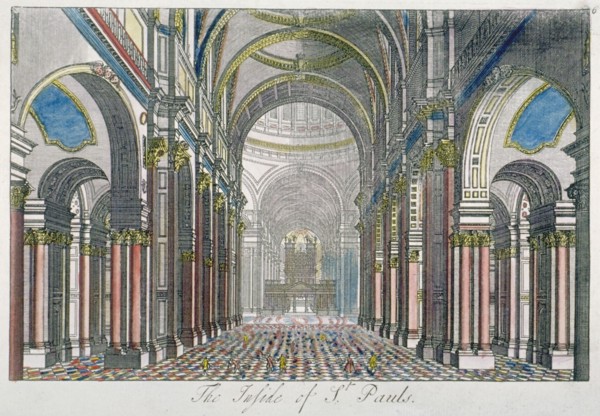 Interior of St Paul's Cathedral, looking east from the nave towards the choir, City of London, 1750. Artist: Benjamin Cole