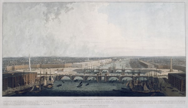 Proposed London Bridge, London, 1802. Artist: William Daniell