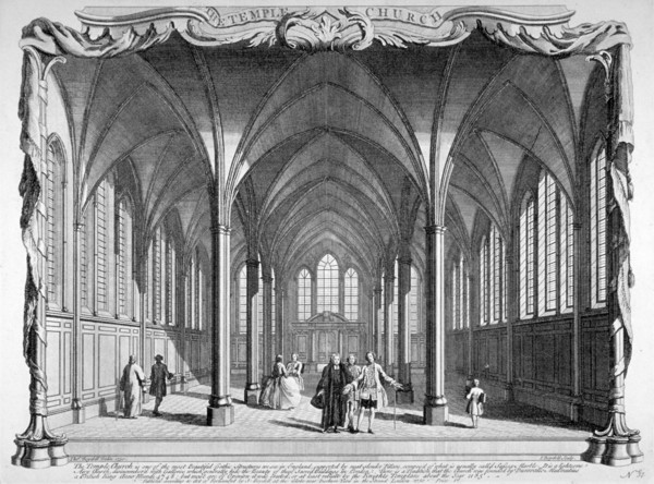 Interior view of Temple Church, City of London, 1750. Artist: John Boydell