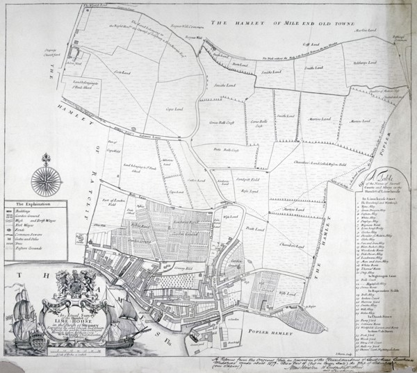 Map and table of Limehouse in the Parish of Stepney, London, 1703. Artist: I Harris
