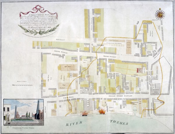 Plan of the fire that took place at Ratcliff in Stepney, London, in 1794. Artist: Anon