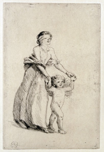 'Cupid leading a Blindfolded Girl', 1912. Artist: Anna Lea Merritt