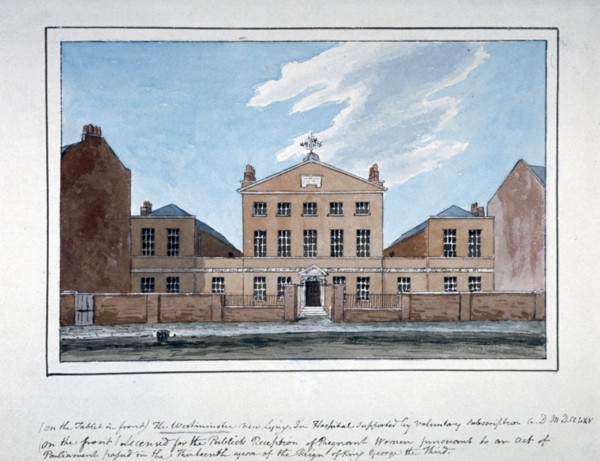 The Westminster Lying-in Hospital, Westminster Bridge Road, Lambeth, London, 1765. Artist: Anon