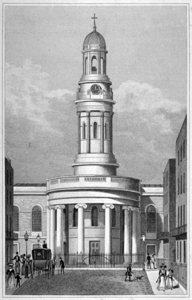 St Mary's Church, Bryanston Square, Marylebone, London, c1825. Artist: Anon