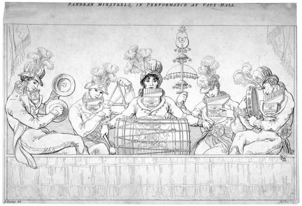 View of the Pandean Minstrels in performance at Vauxhall, London, c1800. Artist: John Lee