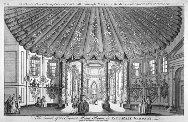 Interior view of the music room in Vauxhall Gardens, Lambeth, London, c1752. Artist: Anon