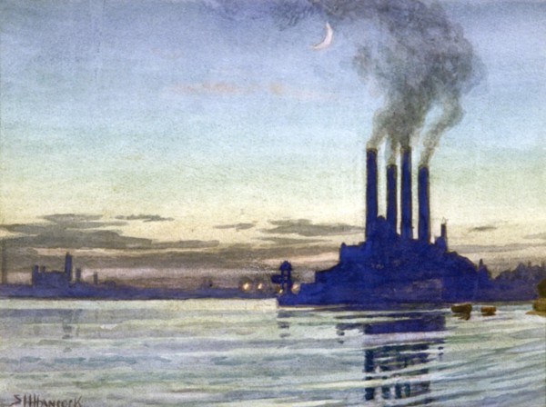 Lots Road Power Station - Evening', 20th century. Artist: Samuel Harry Hancock