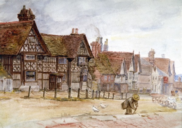 'Village Street with Tudor Houses', c1864-1930. Artist: Anna Lea Merritt