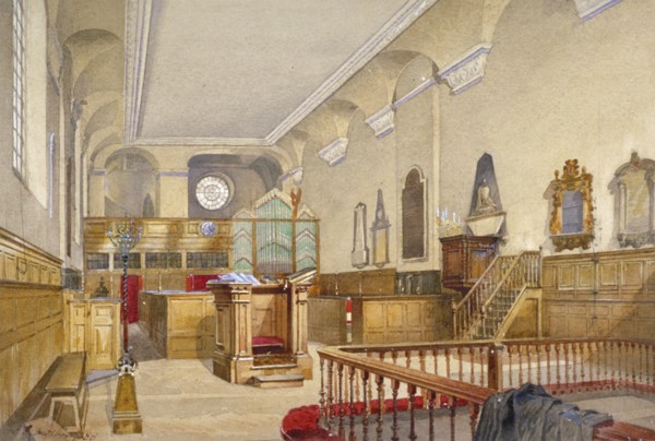 Interior view of St Michael's Church, Wood Street, City of London, 1888. Artist: John Crowther