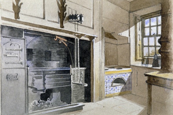 Kitchen range and Dutch oven, no 21 Austin Friars Street, City of London, 1885. Artist: John Crowther