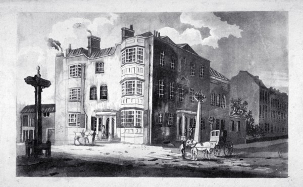 South-east view of Horns Tavern, Kennington, Lambeth, London, c1790. Artist: Anon