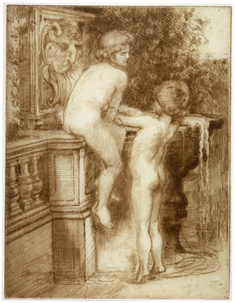 'Two Boys at a Water Fountain', c1864-1930. Artist: Anna Lea Merritt