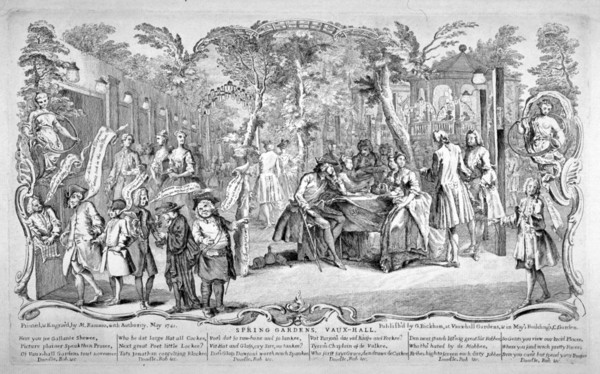 Scene at Spring Gardens, Vauxhall, London, 1741. Artist: M Ramano