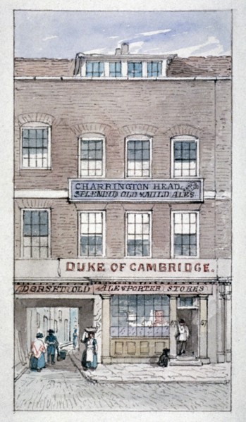 View of the Duke of Cambridge Tavern, Shoe Lane, City of London, c1840. Artist: James Findlay