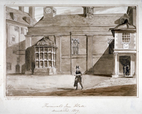 View of the hall, Furnival's Inn, City of London, 1815. Artist: CN